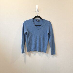 Quince Women's Mongolian Cashmere V-Neck Sweater Baby Blue - Small